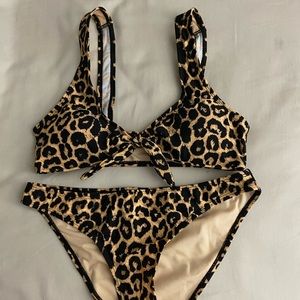 Cabana Del Sol, Medium Cheetah Print Bikini Set